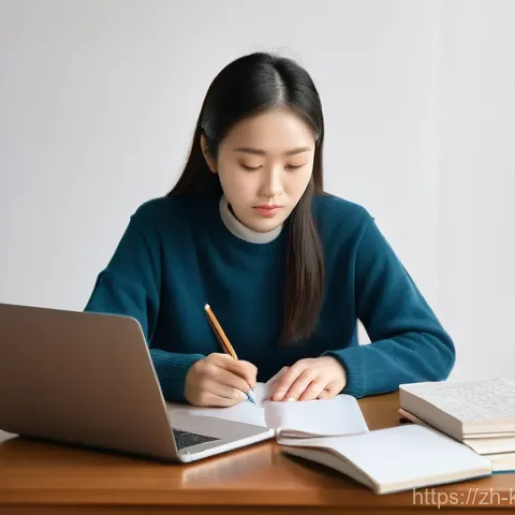 한국어교원 시험 난이도 분석 - **Prompt:** A detailed, realistic image of a determined young adult Chinese woman in her late 20s, w...