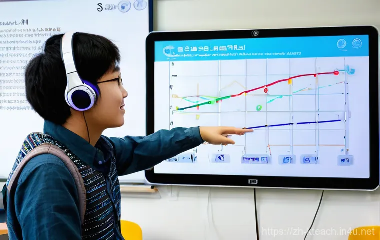 한국어교원 전문성 강화 전략 - **Prompt 1: Digital Age Korean Language Classroom**
    A bright, modern classroom filled with diver...